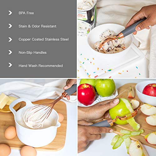 COOK With COLOR 7 Pc Kitchen Gadget Set Copper Coated Stainless Steel Utensils with Soft Touch