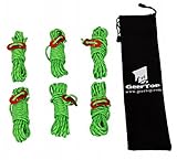 GEERTOP 4mm Reflective Tent Guide Rope Guy Line Cord with Aluminum Adjuster - 13 Feet 6 pack