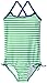 Kanu Surf Girls' Layla Beach Sport Banded 1 Piece Swimsuit, Bali Green Stripe, 5