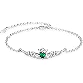 Dreamboat Sterling Silver Claddagh Bracelet for Women Celtic Knot Irish Bracelet Birthstone Luck Scottish Jewelry Irish Gift Made In Ireland