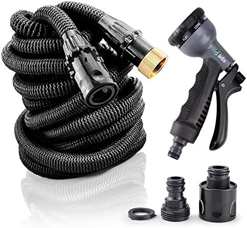 Gada ALL NEW 2017 Expandable Garden Hose,Handy &amp; Kink-Free,with 8-Pattern Spray Gun (75FT, Black)