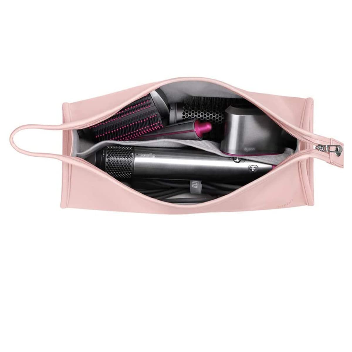 BLESYS HENGSI Storage Bag Travel Pouch for Dyson Airwrap Hair Dryer and Straighteners & Accessories (Waterproof PU Leather-Pink)