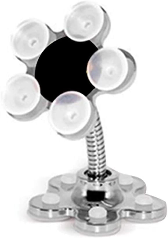 Skyfish® 360 Degree Rotatable Metal Flower Magic Suction Cup Mobile Phone Holder Car Bracket for Home, car, Office and Outdoor (White)