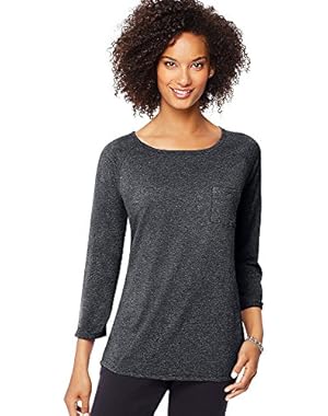 Women's Fashion Essentials Raglan Pocket Tee_Ebony Heather_S