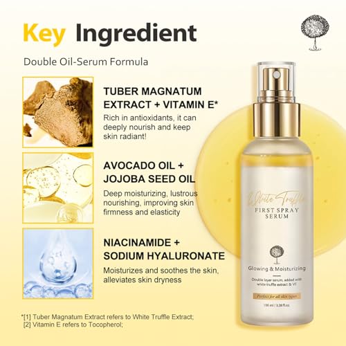 LBOYLOVE® White Truffle First Spray Serum, Hydrating Face Mist For Dry And Sensitive Skin, Dark Spot Correcting Glow Serum Multifunctional Spray, Body Mist For Women & Men, Vegan Korean Skincare