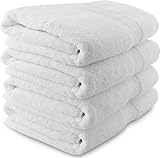 700 GSM Premium Bath Towels Set - Cotton Towels for Hotel and Spa, Maximum Softness and Absorbency by Utopia Towels (4 Pack, White) (Kitchen)