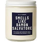 CE Craft Smells Like Damon Salvatore Candle - Bourbon + Vanilla Scented - Gift for Her, Celebrity Prayer Candle, Vampire Candle, Girlfriend Gift