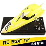 RC Boat Toys, Remote Control Boat for Pools and Lakes, 2.4GHz 4 Channels High Speed Remote Control Boat Fast RC Boat Racing, Radio Controlled Boats, RC Speed Boats Electric Toy for Adults and Kids