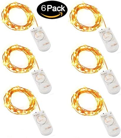 DUKORA Pack of 6 Pcs String Lights Battery Operated Fairy Lights 7.2 feet 20 Micro Leds Starry Firefly Lights Works for Wedding, DIY Table Centerpieces, Bedroom, Party Decoration warm white