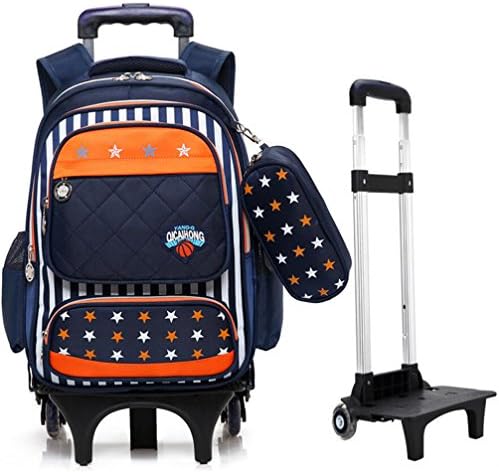 YUB Fashion School Bag with Wheels Trolley Bag Rolling Backpack Removeable (Orange with Two Wheels)