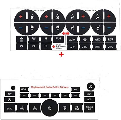 AC Dash Button & Radio Button Sticker Decals Repair Kit - Car Control Buttons Covers, Fit GMC Acadia Sierra Yukon Chevy Tahoe Traverse Silverado Suburban Avalanche Saturn Outlook Enclave