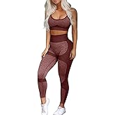 OLCHEE Women’s Workout Sets 2 Piece - Seamless Yoga Leggings and Cross-Strap Sports Bra Gym Outfits Activewear Matching Set