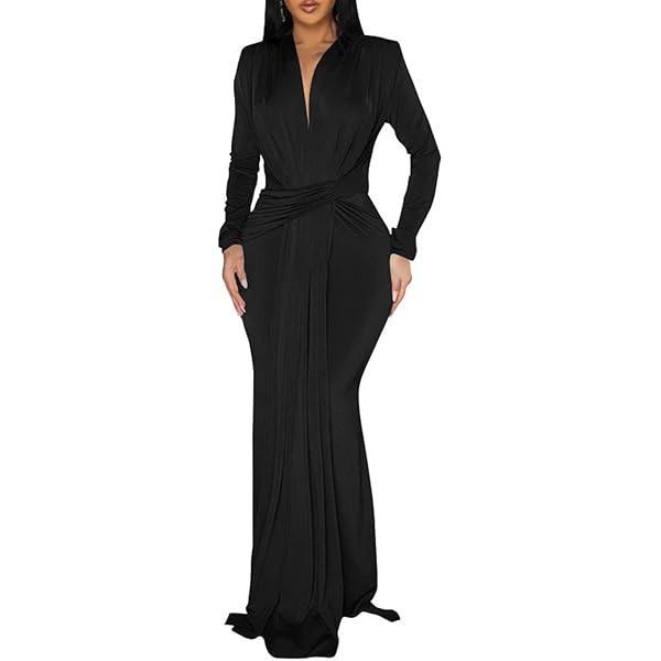 dalin dress- black long evening dress reviews Side-Sash Long Satin Formal Dress main image 1