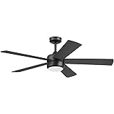 Honeywell Schilling 52" Ceiling Fan, Contemporary Indoor Fan with LED Light, Dual Mounting Options, Remote, & 5 Reversible Bl