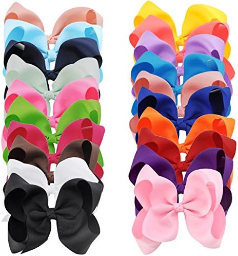 Zemao 20PCS 6 Inch Baby Girls Hair Bows Grosgrain Ribbon Knot Large Hair Clips