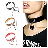 JoJo & Lin Leather Choker with Heart Locket Charms Choker Necklace for Women
