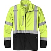 CornerStone Unisex ANSI 107 Class 3 Soft Shell Jacket | Water-Resistant High Vis Coat for Men & Women with Zippered Pockets