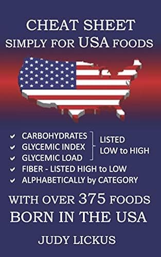 Cheat Sheet Simply for USA Foods: CARBOHYDRATE, GLYCEMIC INDEX ...