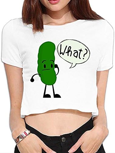 McNally Pickle What Women's Summer Loose Fit Sexy Short Sleeve Shirts Casual Crop Top MWhite