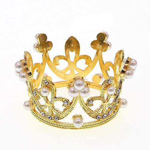 Cake Crown Topper Gold Mini Crown Cake Topper Pearl Tiara Cupcake
