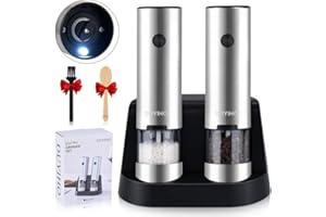 Stainless Steel Electric Salt and Pepper Grinder Set Stainless Steel Spice Grinder Automatic Pepper Mills with Easy-to-Carry 