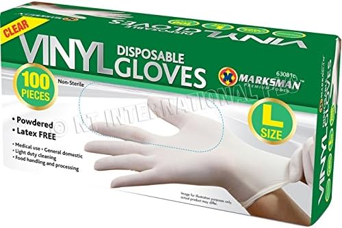 DiamondDeals Clear Vinyl Powdered Gloves Large