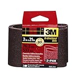 3M 9265NA Heavy Duty Power Sanding Belts - Medium 80g, 3-Inch by 21-Inch 2-pack
