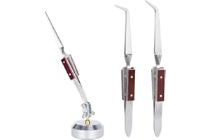 SHANGNIULU Cross Locking Tweezer, Reverse Tweezers for Crafting with 360°rotation Base, Third Hand Soldering Tool, Precision Fiber Grip Solder Tweezers for DIY Repairing (3PCS)