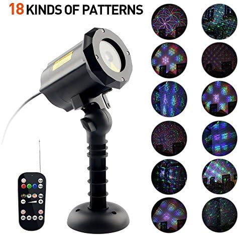 LED Projector Light, Imbeang 18 Patterns Christmas Projector Light in 3 modes ,House Garden Spotlight with Wireless Remote Control for Outdoor Indoor Halloween Christmas Party Holiday Decoration