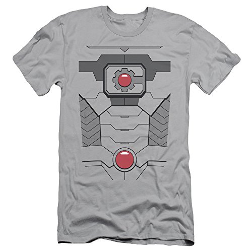 Justice League Cyborg Costume Mens Slim Fit Shirt Silver XL