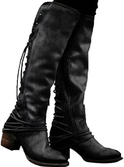 color block over the knee boots