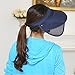 Eforstore New Chic Pure Color Wide Brim Sunhat Hat with Retractable Visor (Navy Blue)