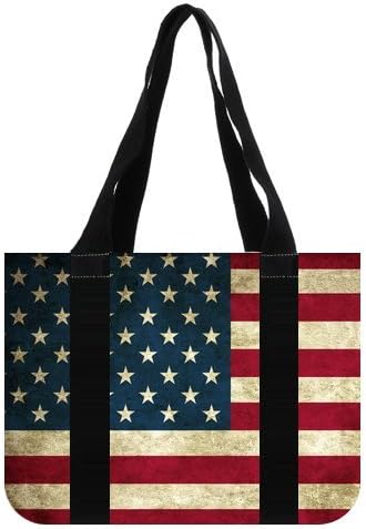 Custom American Flag Tote Bag Canvas Shopping Shoulder Bag