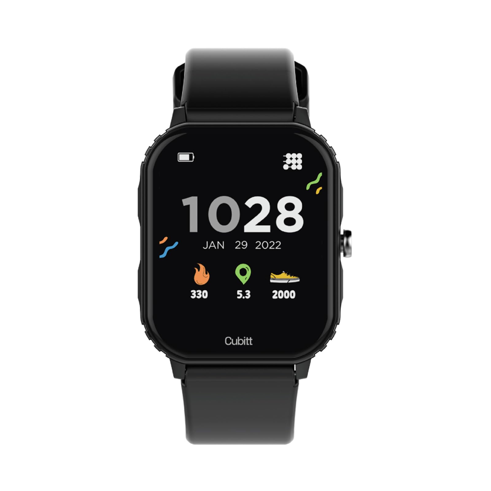 Cubitt Teens Smartwatch, 1.85” Touchscreen Fitness Tracker – Obsidian Black