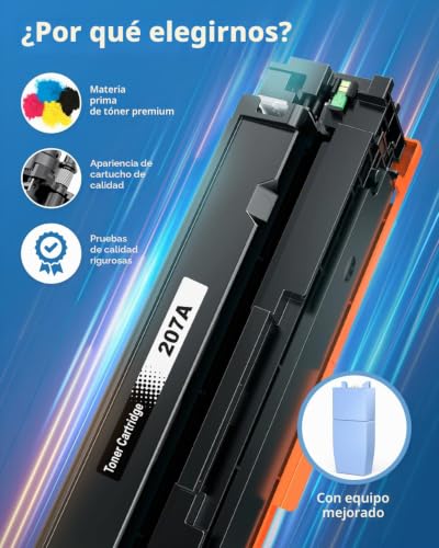 207A 207X MFP M283fdw Toner Compatible for HP 207X 207A M255dw for HP Color LaserJet Pro MFP M283fdw Toner Black M282nw M283fdn M283 M282 M255 W2210A W2210X W2210X W2211A W2212A W2213A with Chip 4 Pack