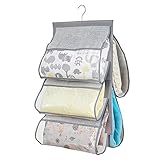 mDesign Fabric Baby Nursery Closet Organizer for Blankets, Towels, Bibs, Diaper Bags - Hanging, 5 Pockets, Gray