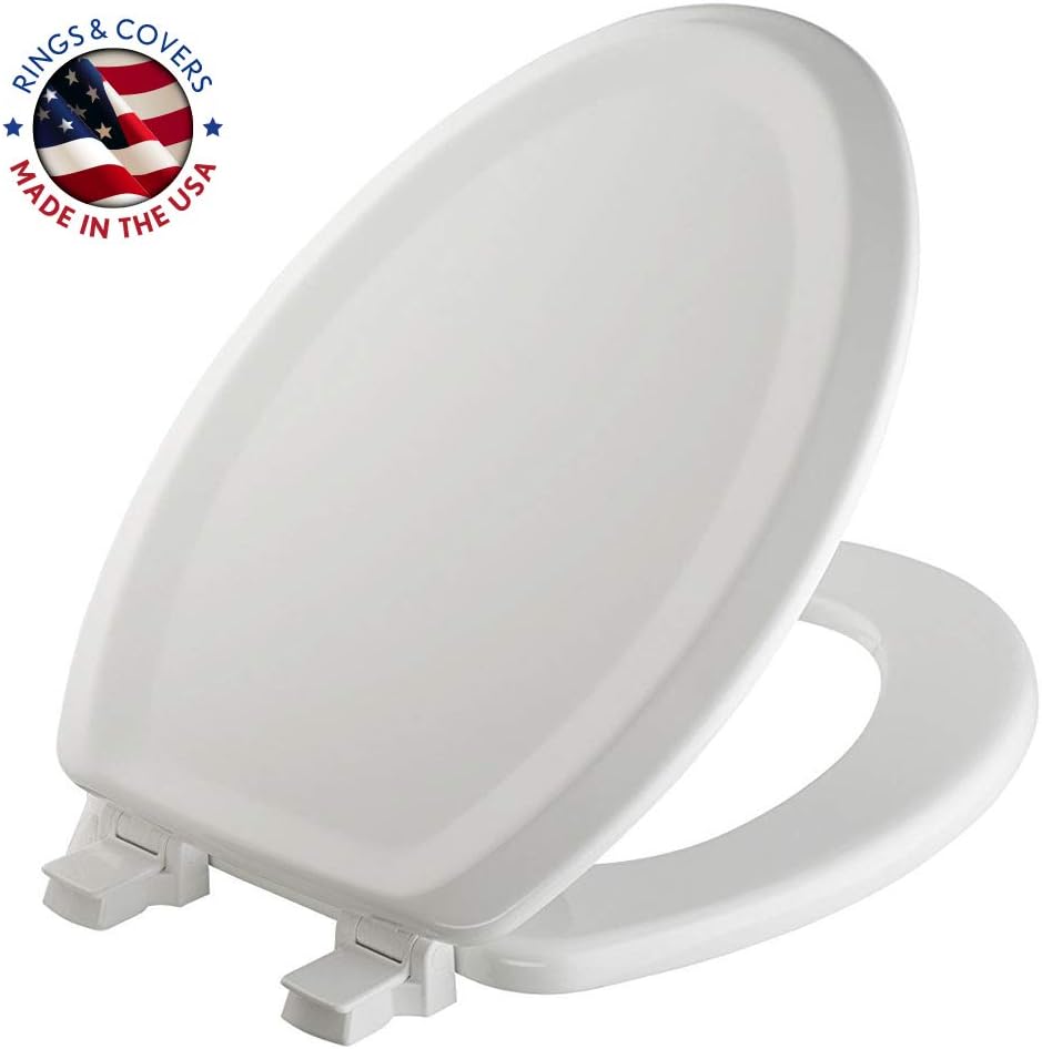 MAYFAIR 125ECA 000 Sculptured Traditional Toilet Seat will Never Loosen and Easily Remove, ELONGATED, Durable Enameled Wood, White