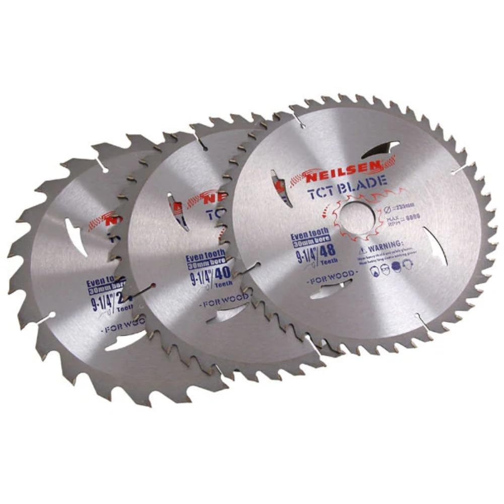 Neilsen CT2520 3pc TCT Circular Saw Blade Set 235mm 24 40 48 TPI for Wood and Plywood