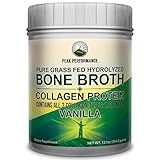 Vanilla Hydrolyzed Bone Broth Collagen Protein Peptides Powder by Peak Performance. Contains All 3 Collagen Types 1, 2, and 3. Pure Pasture, Raised Grass Fed, Paleo Friendly, Gluten Free