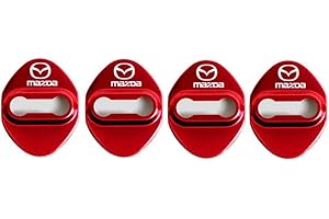 MAXDOOL Stainless Steel Car Door Lock Latches Cover Protector for for Mazda 3,6, Miata MX-5 CX-3,CX-5,CX-9 Car, 3M Adhesive Backing（ Pack of 4） (Red)