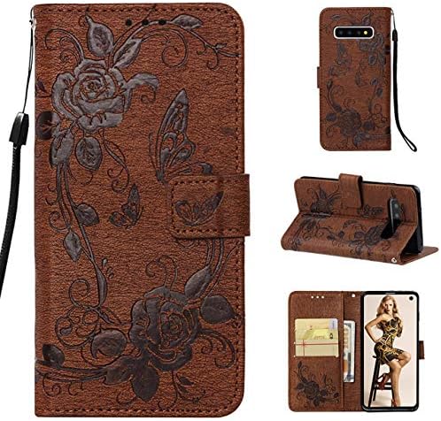 HICYCT Samsung Galaxy S10 Case Cover,Wallet Case Premium Soft PU Leather with Kickstand, Card Slots, Magnetic Closure, Flip Notebook Cover Case for Samsung S10 6.1"(Brown)