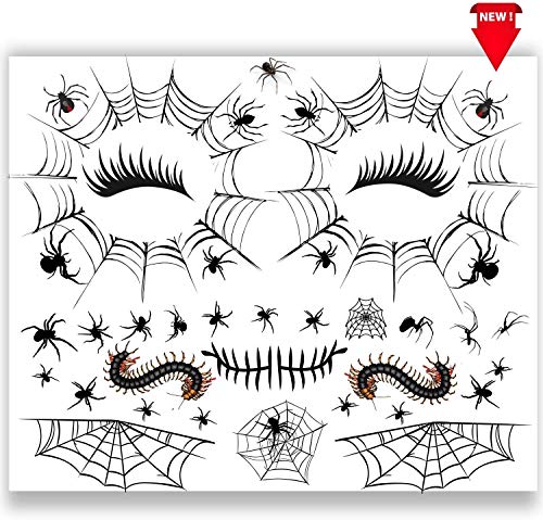 10 Packs Day of the Death Halloween Tattoos, Families Skull Temporary Tattoos Party Favor Supplies, 6x5 inches - Thumbnail 4