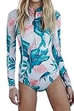 Kisscy Women's Printed Long Sleeve UV Protection Rash Guard Swimwear Beachwear