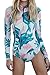 Kisscy Women's Printed Long Sleeve UV Protection Rash Guard Swimwear Beachwear