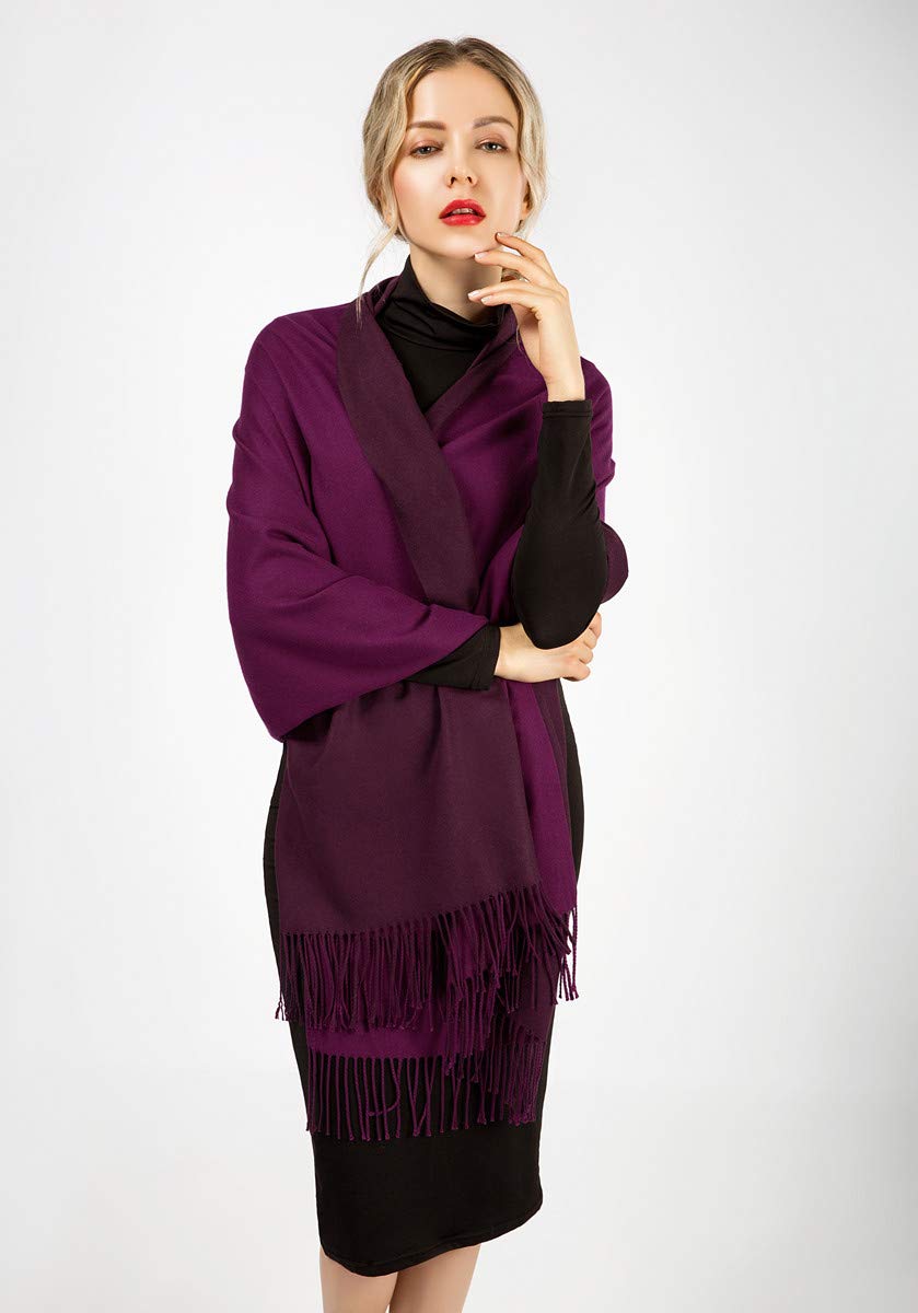 Women Scarves yeabiu Cashmere Scarf Large Winter Fringe Scarf Warm Wool Shawl Wrap Stole for Women (Medium, Purple)