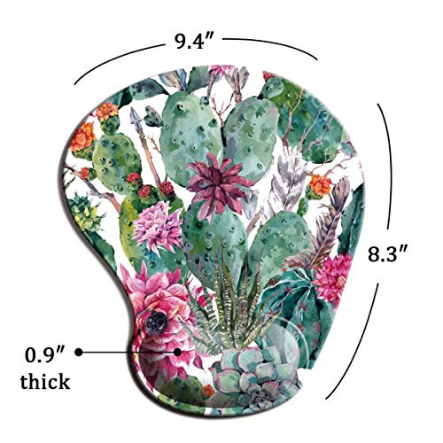 Dooke Ergonomic Mouse Pad with Wrist Support, Cute Mouse Pads with Non-Slip Rubber Base for Home Office Working Studying Easy Typing & Pain Relief Cactus