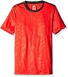 adidas Big Boys' Performance Short Sleeve Tee, Light Scarlet/Black, Large/14-16
