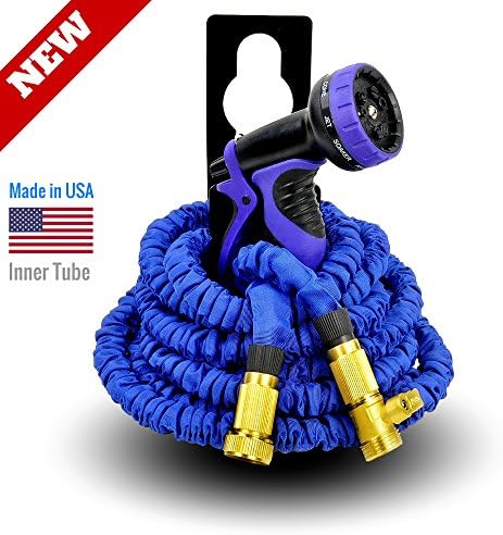 WORLD'S STRONGEST Expandable Garden Hose with MADE IN USA inner tube material. Garden Hose, Expanding Hose, Flexible Hose, Expandable Hose Set(50 ft, Blue)