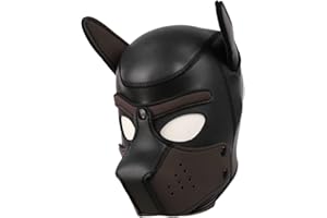 Moleney Adults Neoprene Puppy Hood Mask, Removable Cosplay Dog Full Face Pup Hood Mask