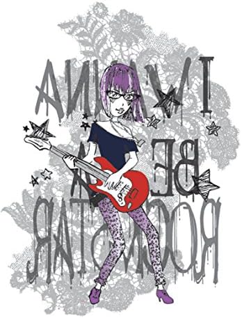 girl playing guita large 8.25" half-sleeve arm tattoo face decor art